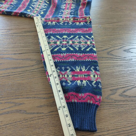 Vintage Apparel Workshop blue Sweater XL Geometric Southwestern Aztec 80s 90s - Picture 13 of 14